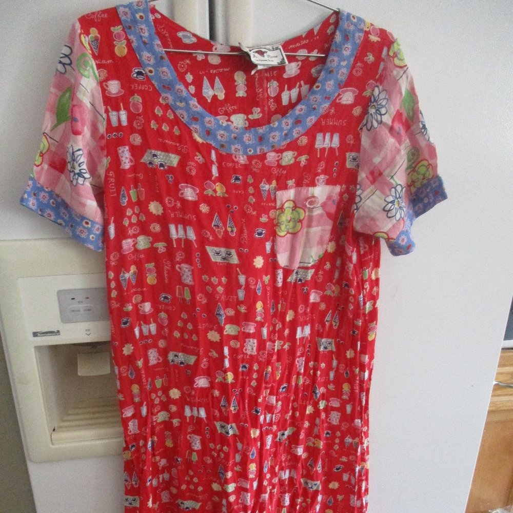 rare artsy colorful long rayon dress S.A. Rose made in Texas M